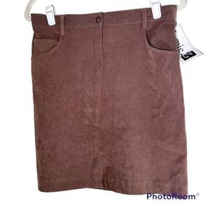 Vintage faux suede pencil skirt Sz 12 NWT Button Zip Pockets Career Office